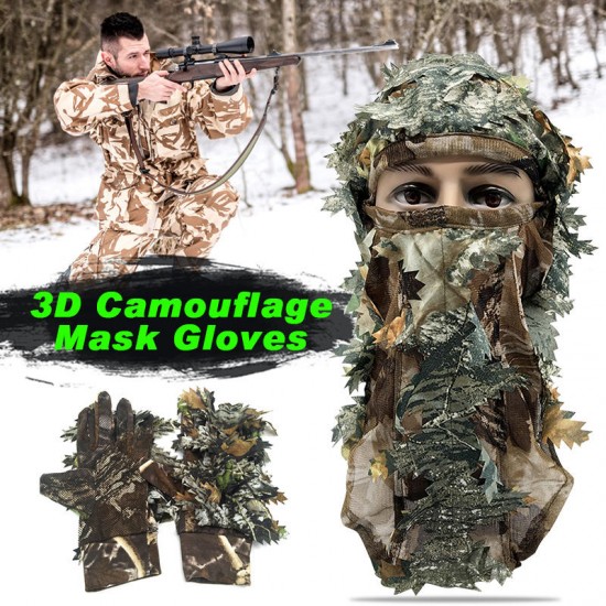 3D Full Face Mask Adult Camouflage Hunting Scarf Cap Balaclava Winter Hat Hood