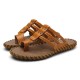 Men Casual PU Leather Clip Toe Slippers Beach Slipeprs