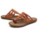 Men Casual PU Leather Clip Toe Slippers Beach Slipeprs