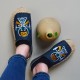 Men Comfy Breathable Flax Slippers Peking Opera Pattern Casual Breathable Loafers