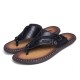 Men Soft Casual Genuine Leather Beach Clip Toe Slippers