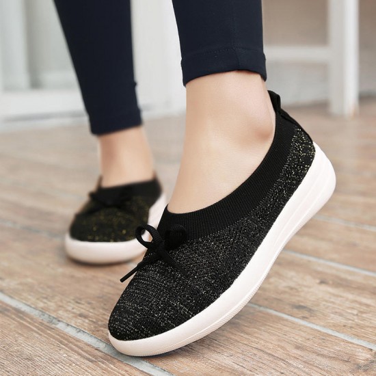 Athletic Casual Shoes Women Breathable Knitting Flats Loafers