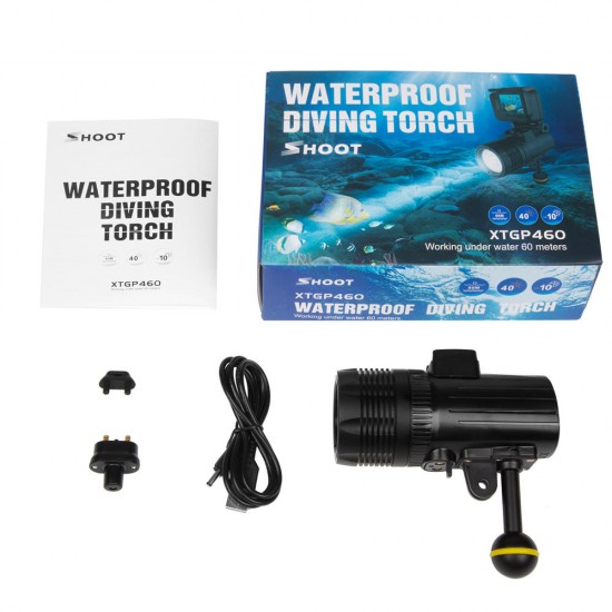 Shoot XTGP460 60M Waterproof Diving 1000LM 6500K Photography Video Light for Sport Camera DSLR