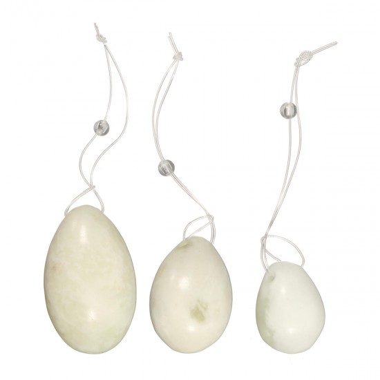 3Pcs/Set Natural Jade Stone Yoni Eggs Kegel Exercise Pelvic Muscle Tightening Manual Massager