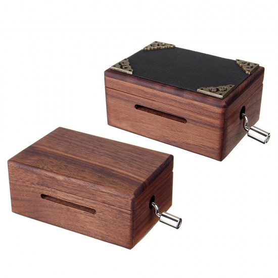 15 Tone DIY Hand Cranked Walnut Veneer Music Box With Hole Puncher 30Pcs Paper Tapes