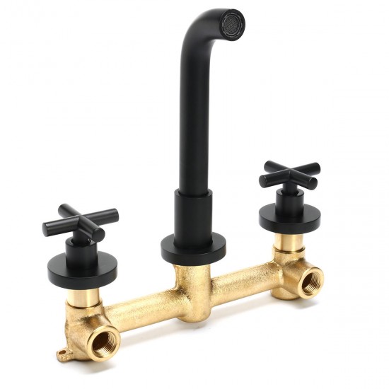 Black Wall Mounted Basin Hot Cold Mixing Faucet Mixer Tap for Bath Bathroom Kitchen