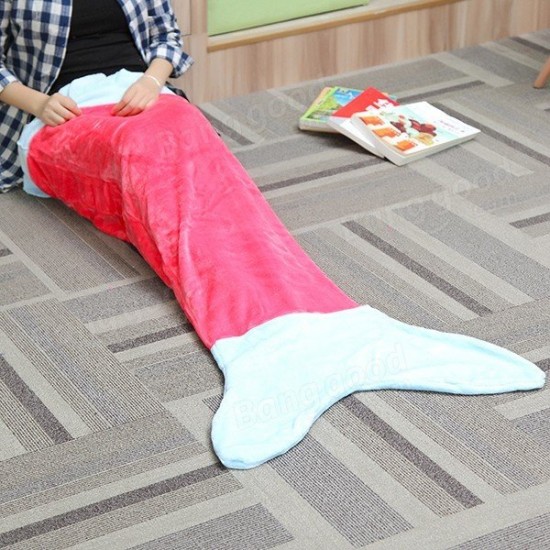 124x104cm Flannel Mermaid Tail Blanket Super Soft Sofa Home Office Bed Mat Sleep Bag