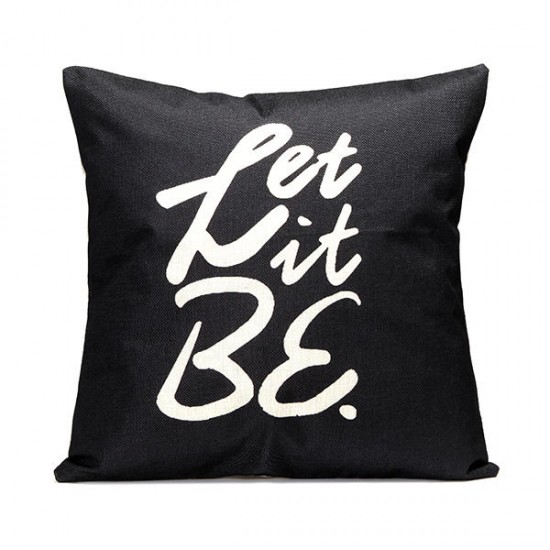 43x43cm Black English Letter Fashion Cotton Linen Pillow Case Home Sofa Seat Bed Car Cushion Decor