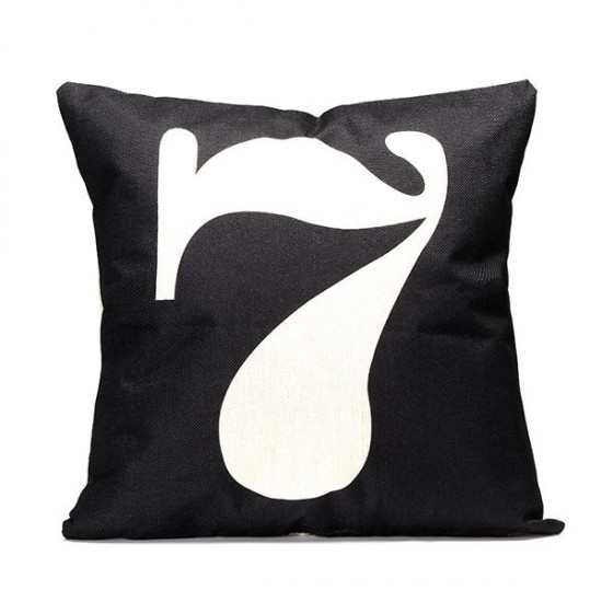 43x43cm Black English Letter Fashion Cotton Linen Pillow Case Home Sofa Seat Bed Car Cushion Decor