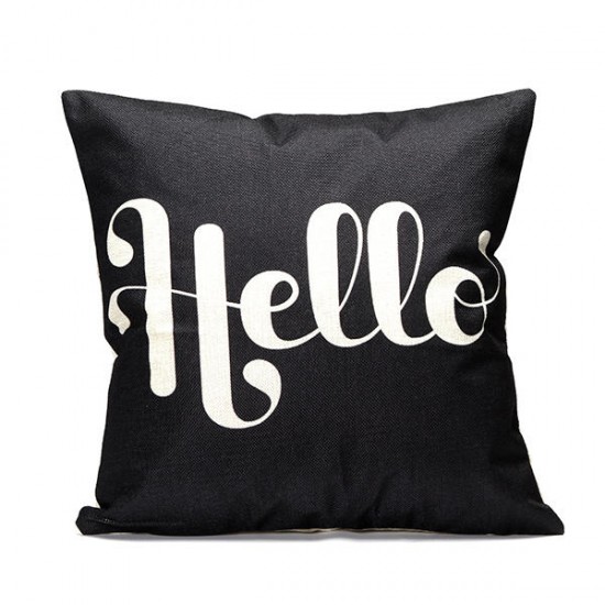 43x43cm Black English Letter Fashion Cotton Linen Pillow Case Home Sofa Seat Bed Car Cushion Decor