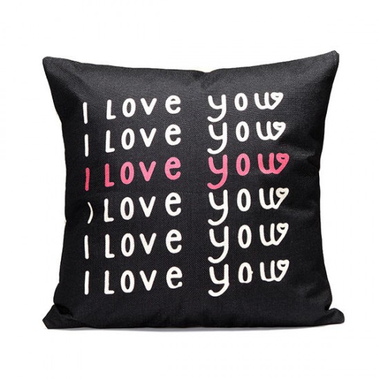 43x43cm Black English Letter Fashion Cotton Linen Pillow Case Home Sofa Seat Bed Car Cushion Decor