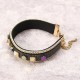 Bohemian Rivet Gold Plated Bracelet Colorful Coin Leather Bracelet Bangle Fashion for Women