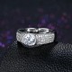 INALIS 925 Sterling Silver Wedding Ring Shiny Zircon Charm Gemstone Micro Inlay Anniversary Gift