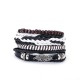 1 Set Men's Multilayer Bracelets & Bangles Vintage Leaf Charm Wood Beads Leather Bracelet for Men