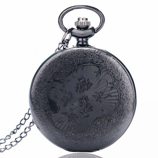 DEFFRUN P427 Retro Punk Style Roman Number Jewelry Collection Quartz Chain Pocket Watch