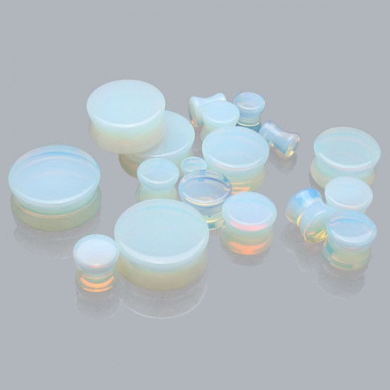 5mm-25mm 1 Pair Opal Flesh Tunnels Ear Gauges Plugs Stretching Expander