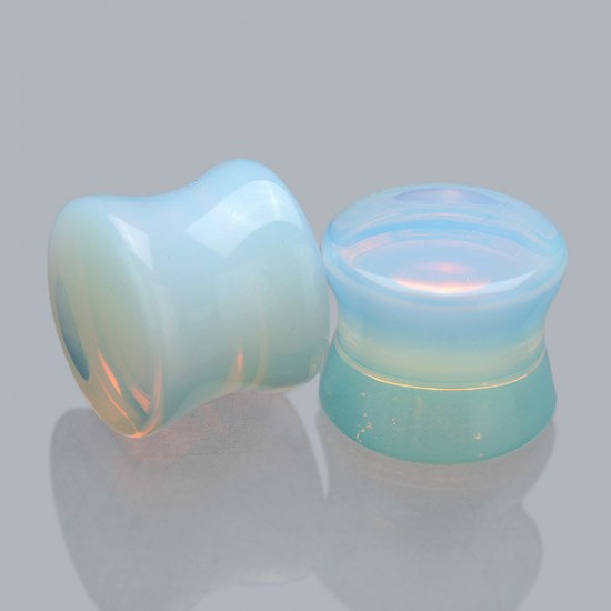 5mm-25mm 1 Pair Opal Flesh Tunnels Ear Gauges Plugs Stretching Expander