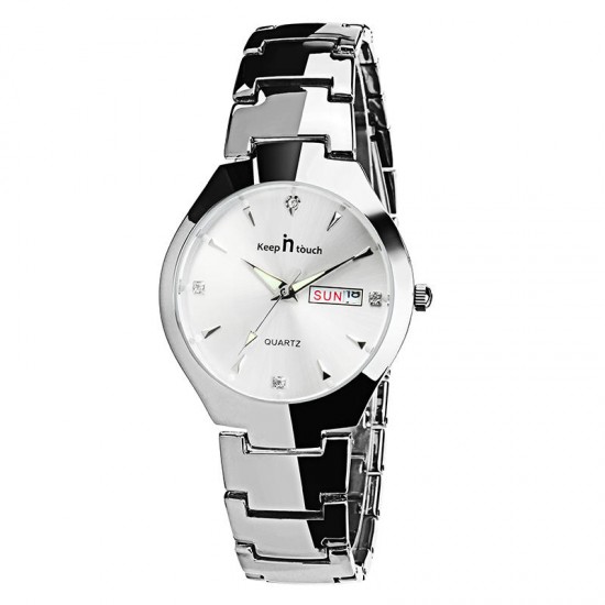 Casual Style Couple Wrist Watch Gift Stainless Steel Strap Quartz Movement Watches