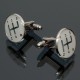 Men Male Silver Number Pattern Round Baking Finish Cuff Links Wedding Gift Suit Shirt Accessories