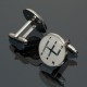 Men Male Silver Number Pattern Round Baking Finish Cuff Links Wedding Gift Suit Shirt Accessories