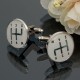 Men Male Silver Number Pattern Round Baking Finish Cuff Links Wedding Gift Suit Shirt Accessories