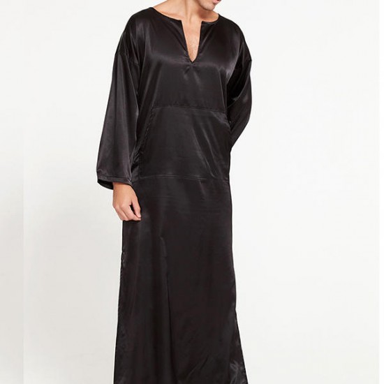 Casual Home Loungewear Soft Comfy Imitation Silk Sleepwear Night Gown Bathrobes for Men