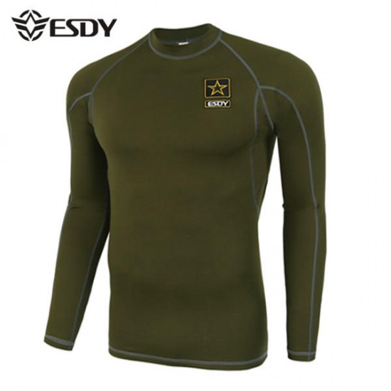 ESDY Outdoor Tactical Sports Thermal Underwear Elastic Fitness Long Sleeves T-shirt