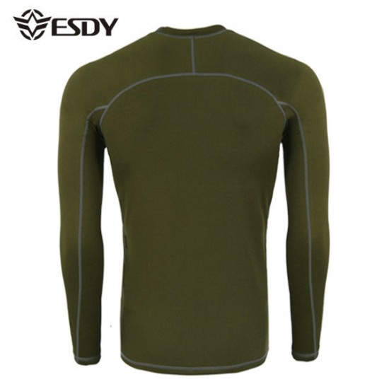 ESDY Outdoor Tactical Sports Thermal Underwear Elastic Fitness Long Sleeves T-shirt