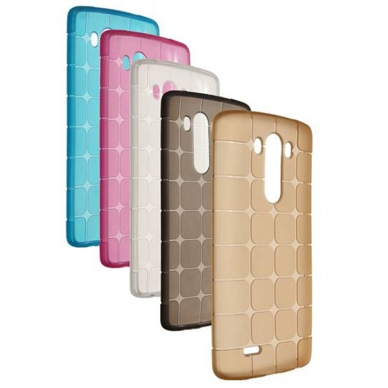 Ultra Slim Durable Cube Grid Protective TPU Soft Case Skin Back Cover For LG G3