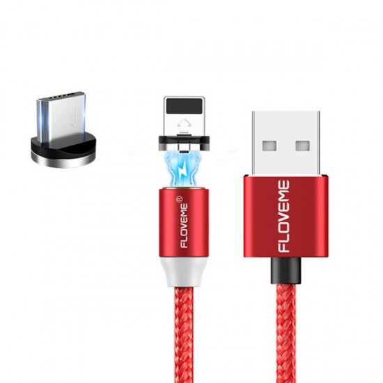 FLOVEME Micro USB LED Magnetic Braided Fast Charging Data Cable 2m For Redmi Note 5 Note 6 Pro S7