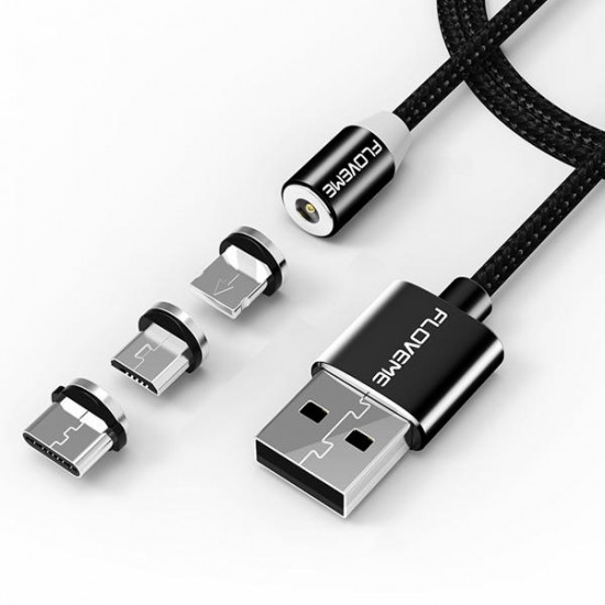 FLOVEME Micro USB LED Magnetic Braided Fast Charging Data Cable 2m For Redmi Note 5 Note 6 Pro S7