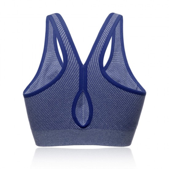 Fitness Quick Drying Striped Sports Bra Shockproof Hollow Back Running Bra Top