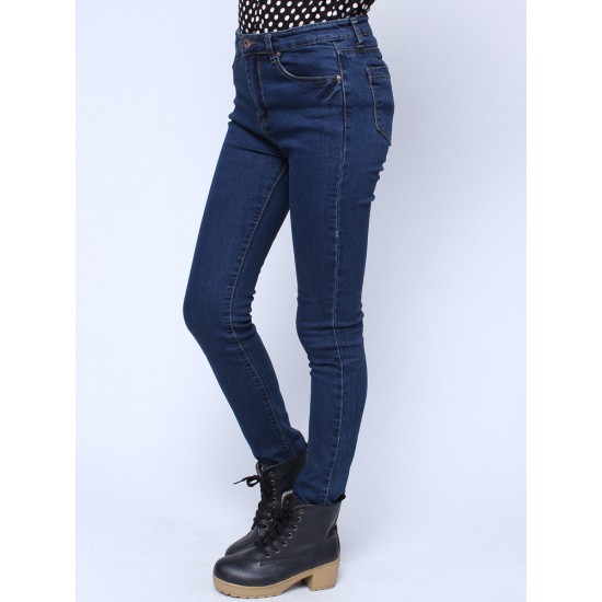 New Fashion Pencil Pants Retro Elastic Slim Blue Long Denim Jeans