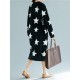 Casual Loose Women Star Printed Long Sleeve O-Neck Dress