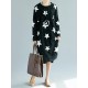 Casual Loose Women Star Printed Long Sleeve O-Neck Dress