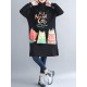 Casual Women Cartoon Print High Collar Fleece Thick Sweatershirt Dress