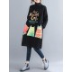 Casual Women Cartoon Print High Collar Fleece Thick Sweatershirt Dress