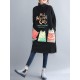 Casual Women Cartoon Print High Collar Fleece Thick Sweatershirt Dress