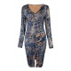 Sexy Leopard V Neck Split Women Bodycon Dress