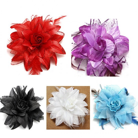 Bridal Wedding Wrist Feather Simulation Flower Headdress Corsage