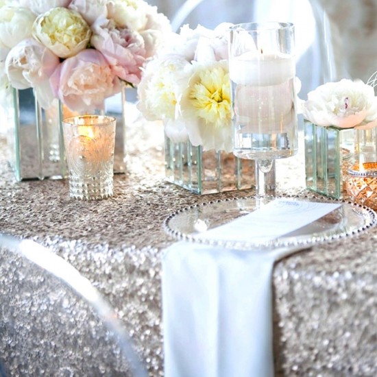 100*150cm Rectangular Silver Sequin Tablecloth Wedding Party Banquet Table Decoration