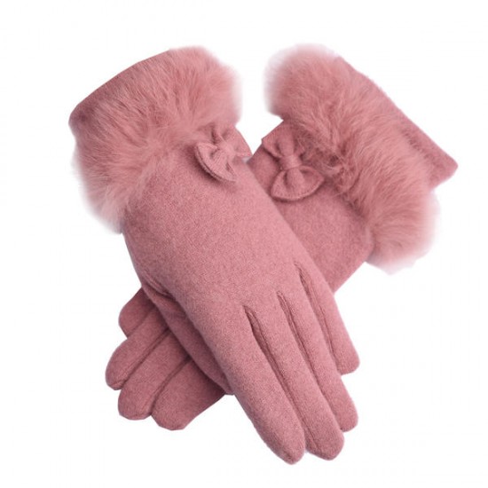 LYZA Women Warm Elegant Wool Gloves Casual Windproof Full Fingers Gloves