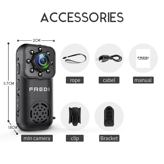 FREDI IP Camera 2.0MP 1080P HD Wireless Mini WIFI Camera P2P Infrared Night Vision Security Camera Mini Surveillance CCTV Camera