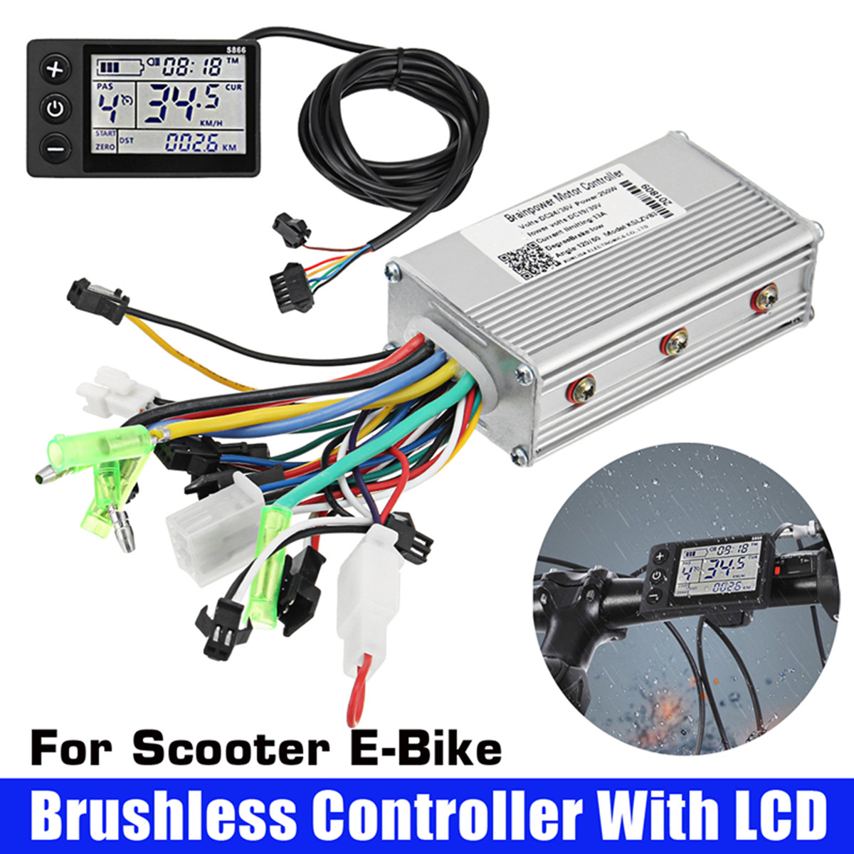 24V-36V-250W-Brushless-Controller-with-LCD-Display-Waterproof-For-Electic-Scooter-E-Bike-1376697