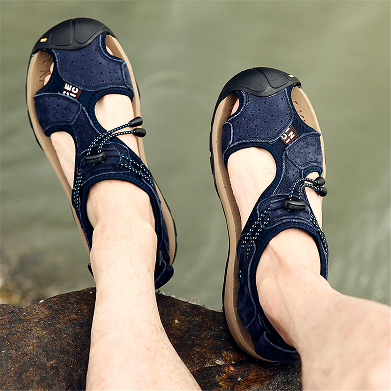 Men-Breathable-Comfy-Wear-Resistance-Outsole-Outdoor-Sandals-Hook-Loop-Shoes-1177209