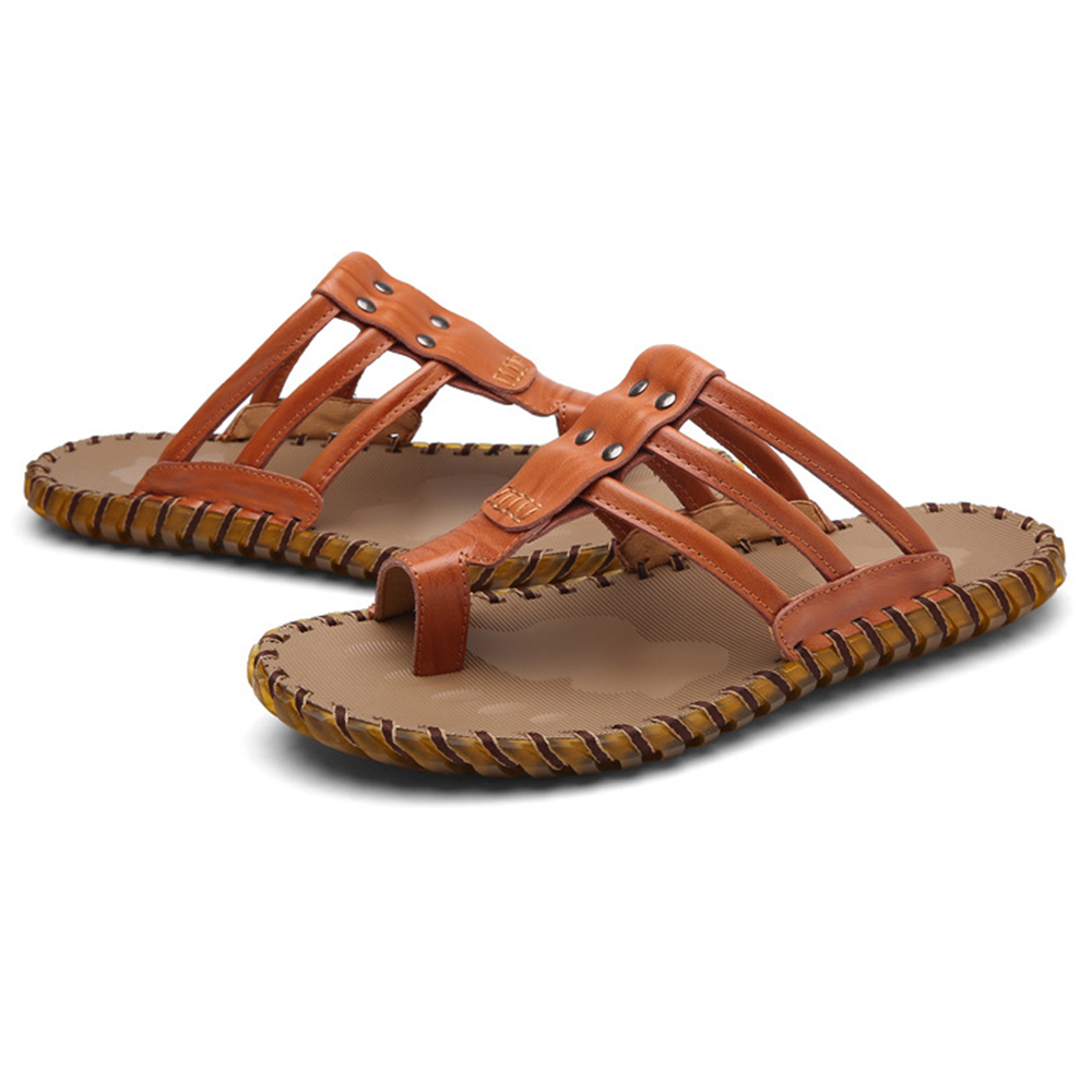 Men-Casual-PU-Leather-Clip-Toe-Slippers-Beach-Slipeprs-1330057