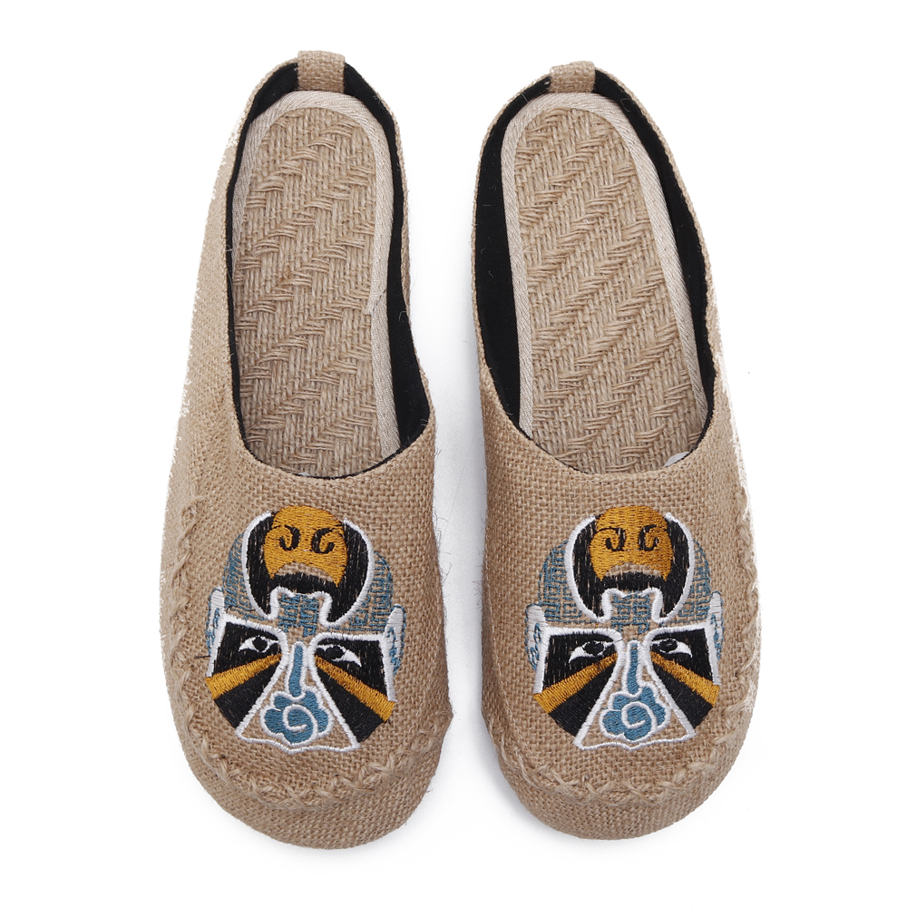 Men-Comfy-Breathable-Flax-Slippers-Peking-Opera-Pattern-Casual-Breathable-Loafers-1326371