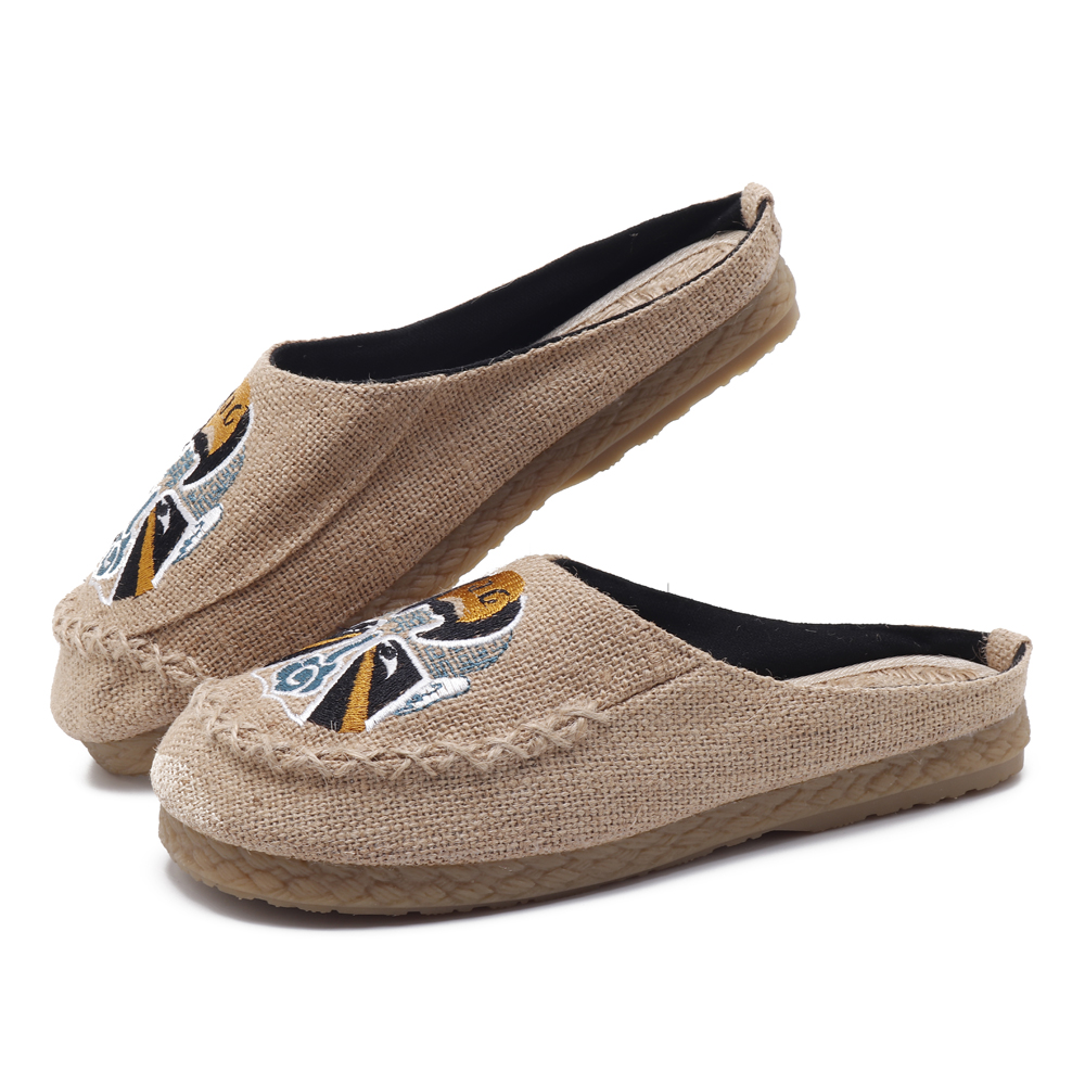 Men-Comfy-Breathable-Flax-Slippers-Peking-Opera-Pattern-Casual-Breathable-Loafers-1326371