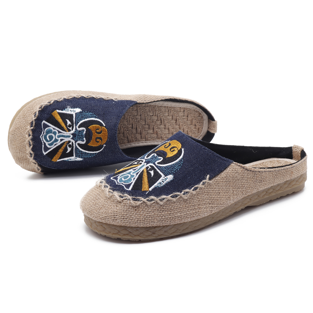 Men-Comfy-Breathable-Flax-Slippers-Peking-Opera-Pattern-Casual-Breathable-Loafers-1326371