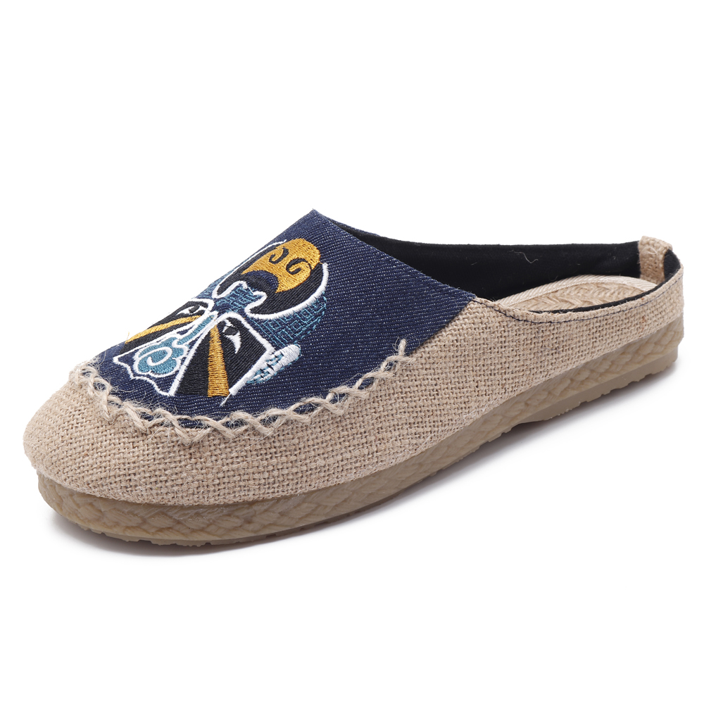 Men-Comfy-Breathable-Flax-Slippers-Peking-Opera-Pattern-Casual-Breathable-Loafers-1326371